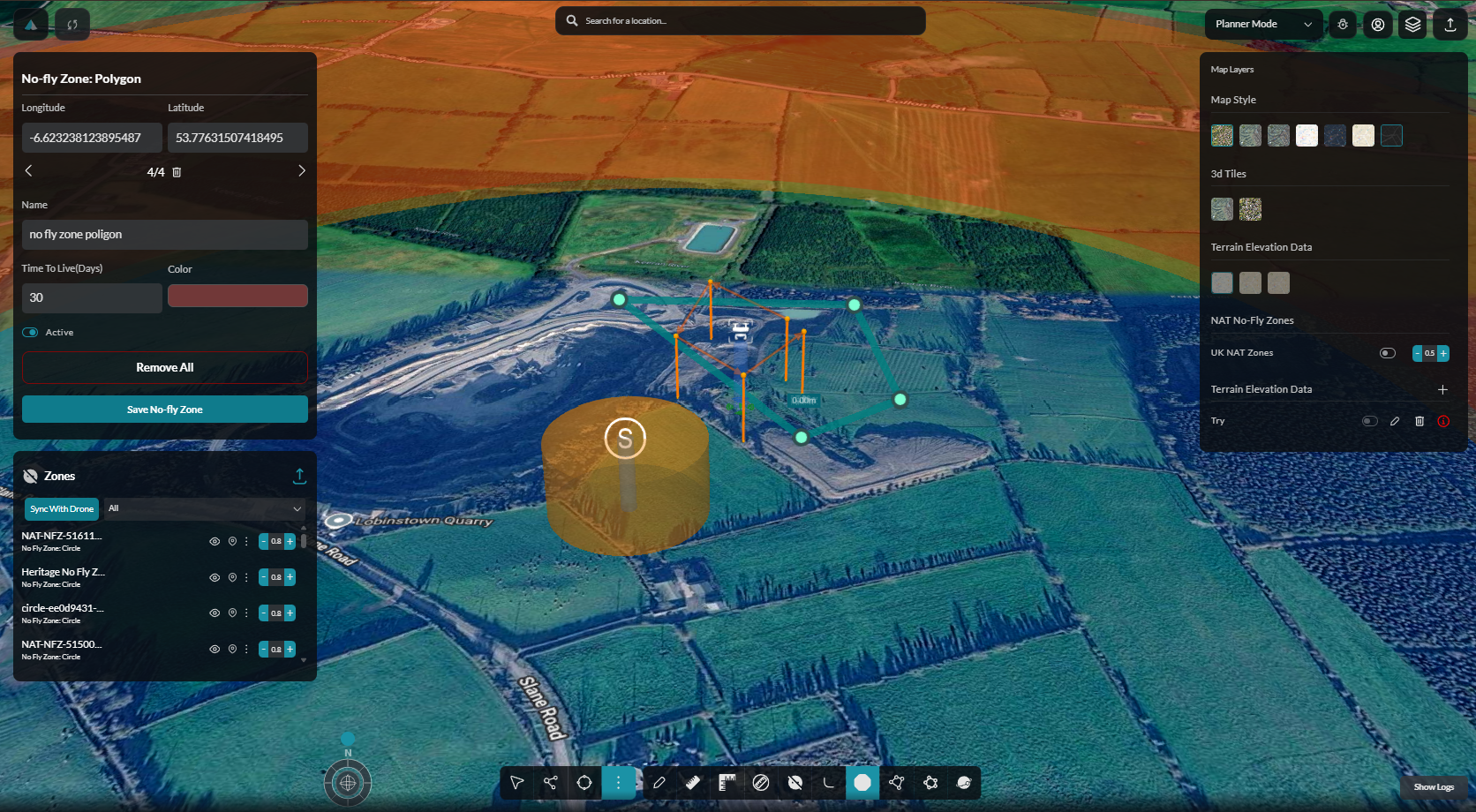 No-fly zone polygon