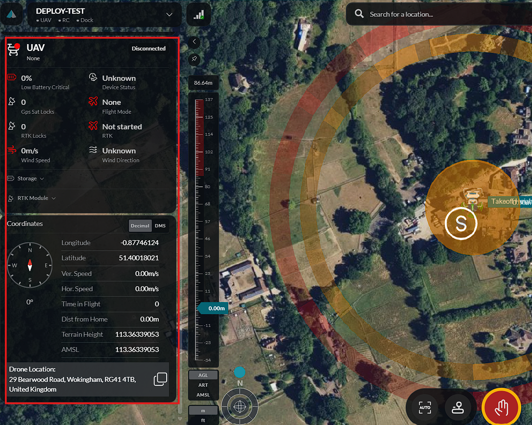 UAV telemetry and coordinates