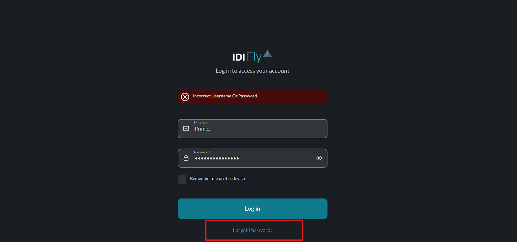 Forgot Password Link