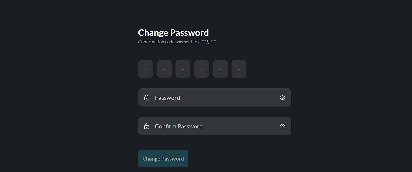 Enter Code and New Password