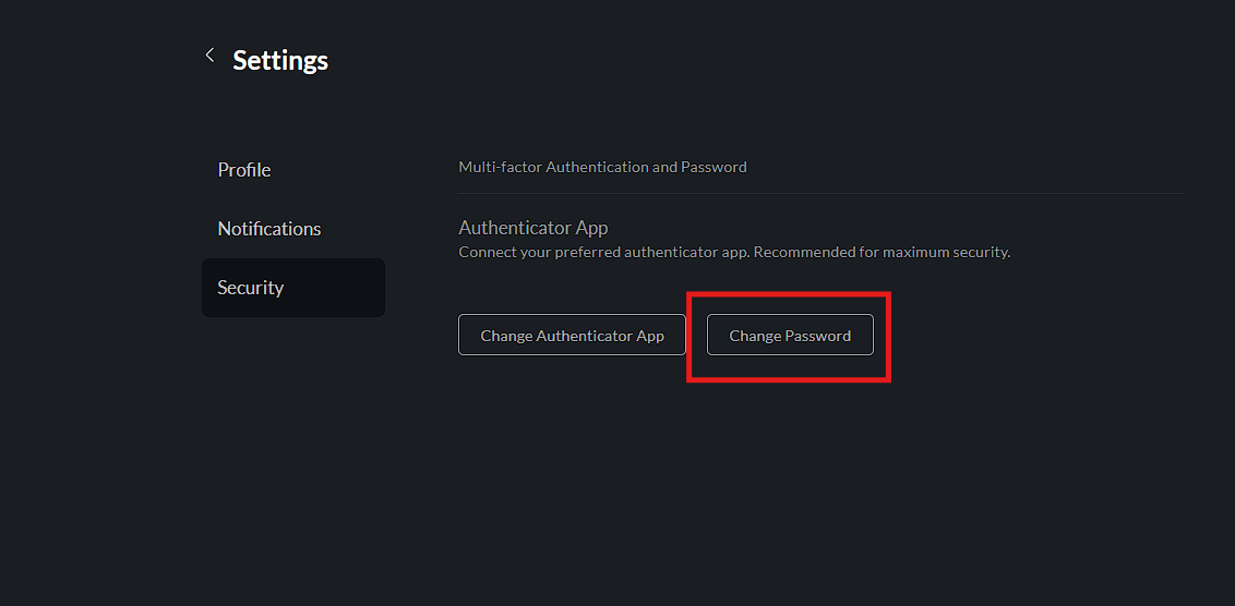 Select change password