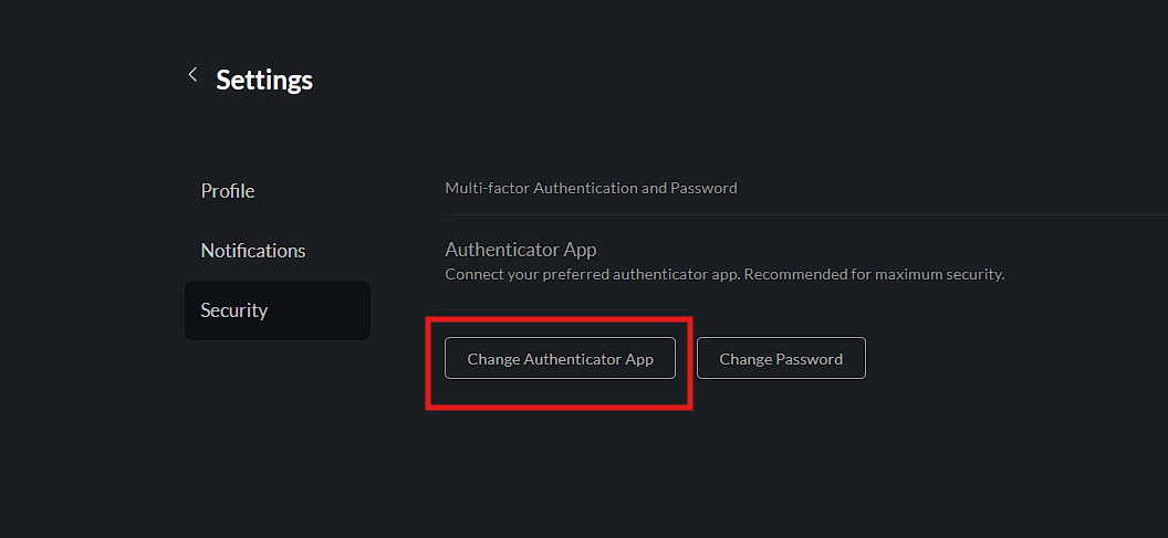 Select authenticator change