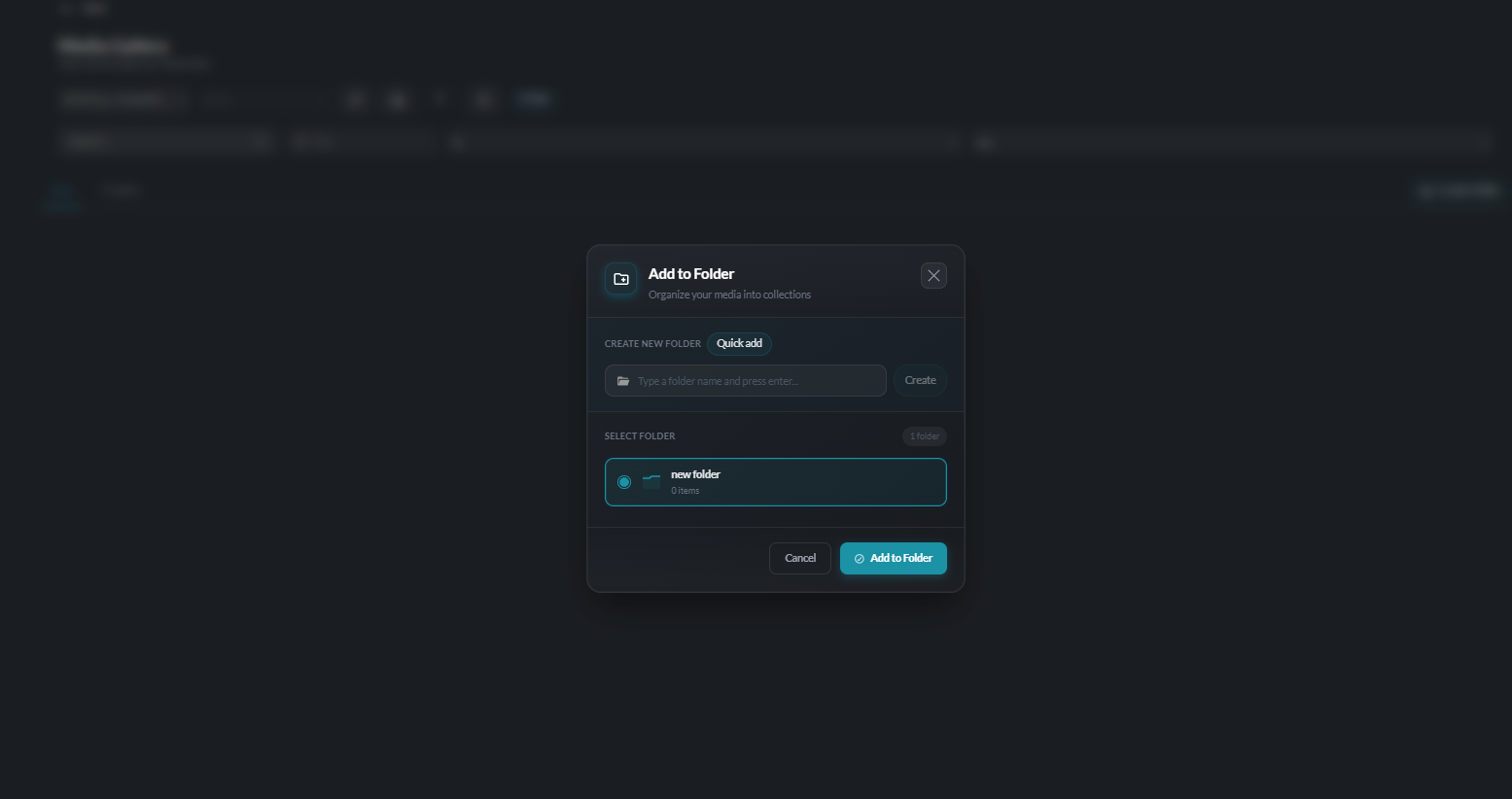 Add to folder modal