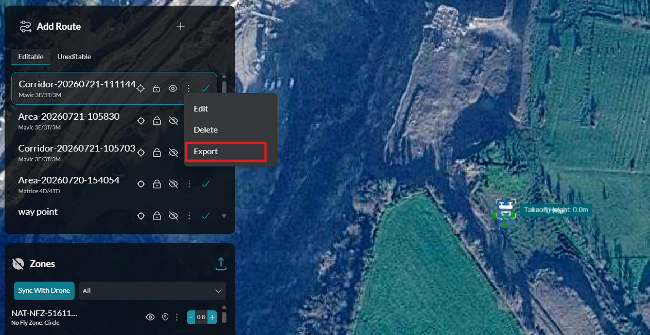 Export mission select