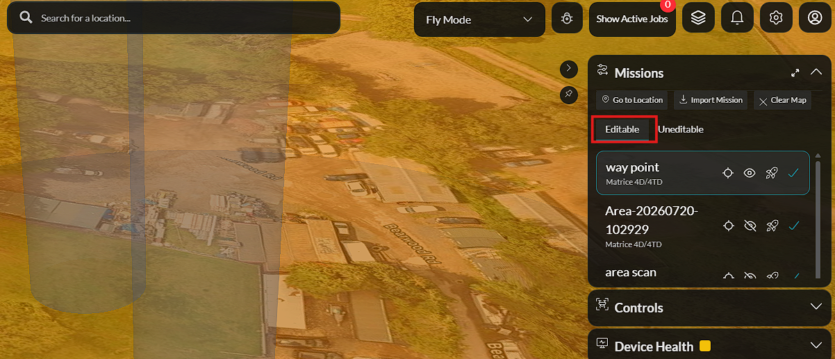 Select editable missions