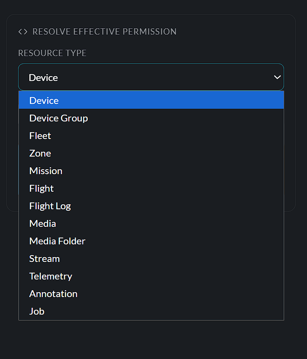 Permission resolve resource select