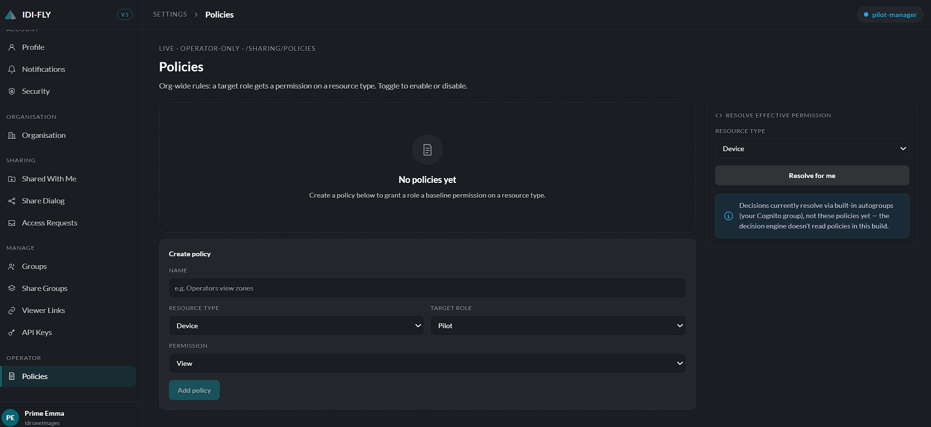 Select Policies button