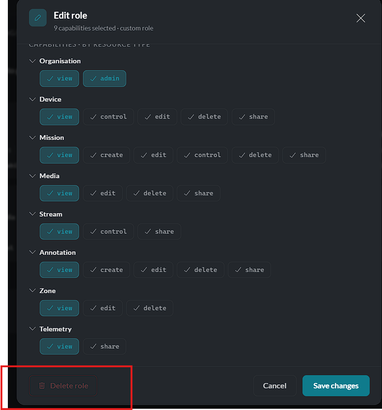 Delete role