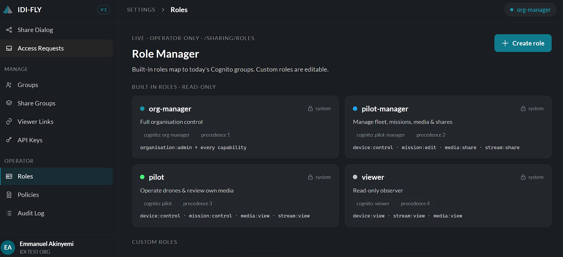 Select roles button