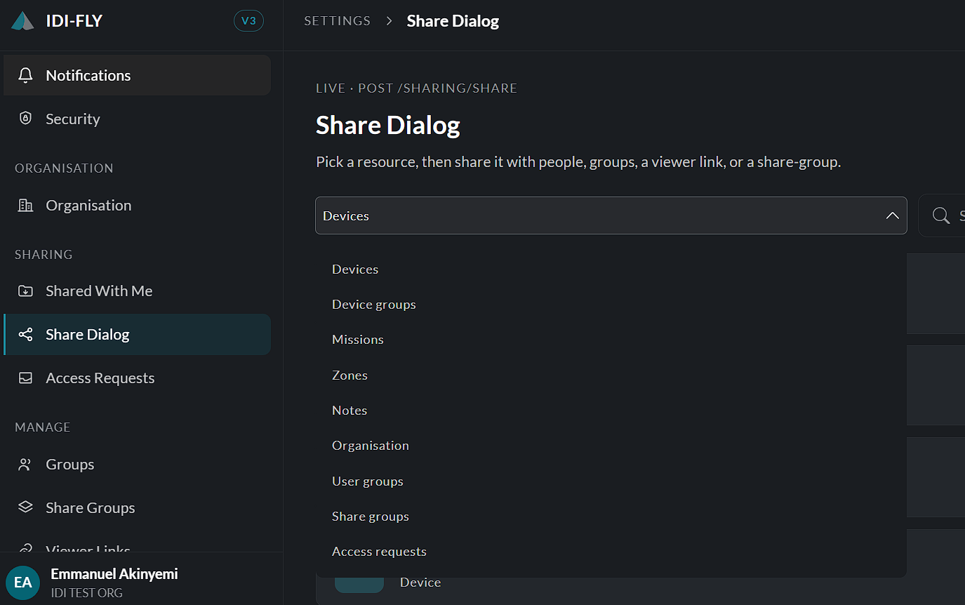 Select dialog resource type