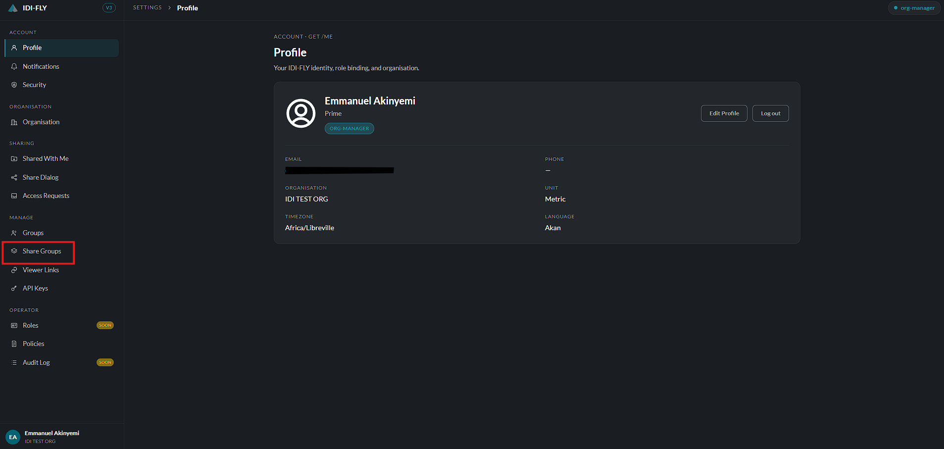 Select share groups