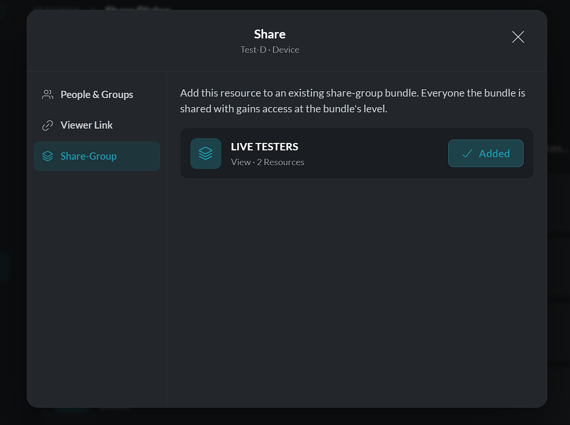 Share group added