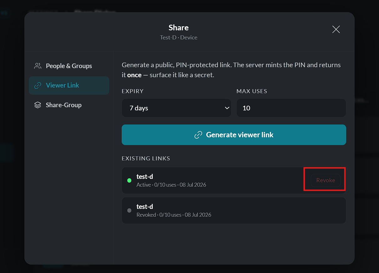 Revoke viewer link